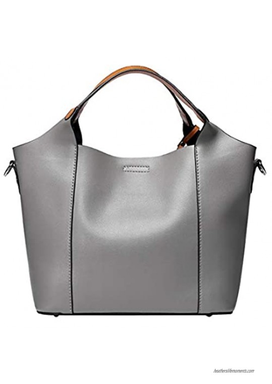 Heshe Leather Womens Shoulder Handbags 2 in 1 Bag Top Handle Tote Purse Satchel Ladies Purses Crossbody Bag