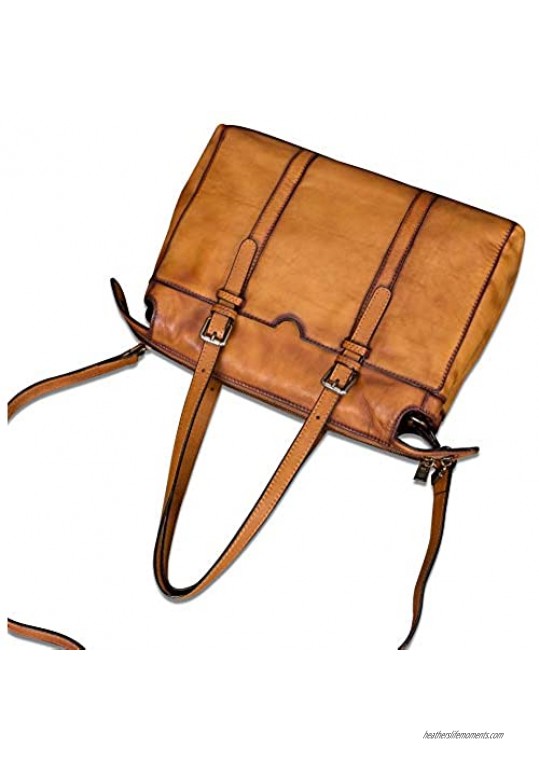 IVTG Genuine Leather Handbag for Women Vintage Handmade Top Handle Bag Crossbody Satchel