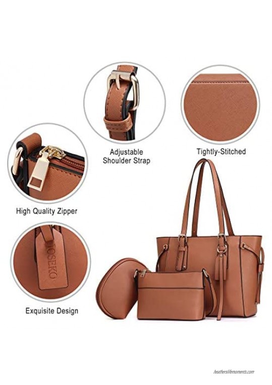 JOSEKO Leather Tote Purses and Handbags for Women Shoulder Bags Top Handle Satchel Crossbody Hobo 3pcs Purse Set