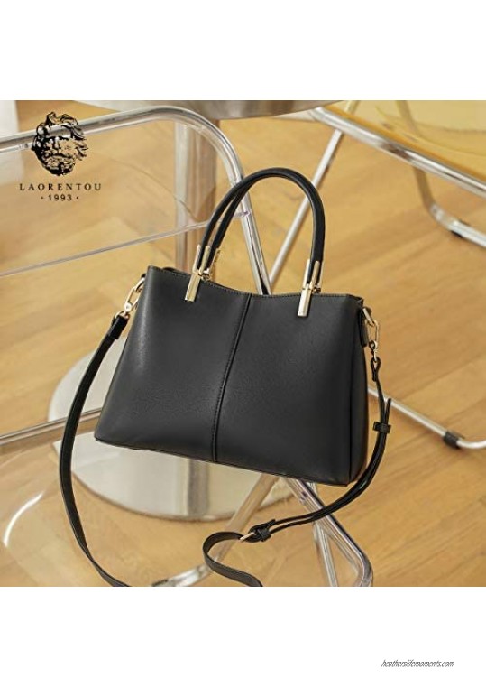 LAORENTOU Cow Leather Handbags for Women Satchel with Top-handle Purses Women's Mini Tote Shoulder Bags Ladies Handbags