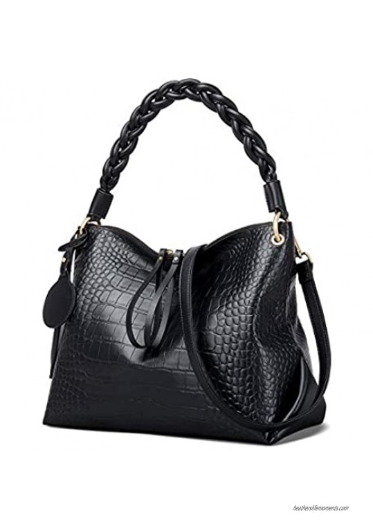 LAORENTOU Genuine Leather Purses and Handbags for Women Cow Satchel Shoulder Bags  Ladies Tote Top-handle Bags  Women's Hobo