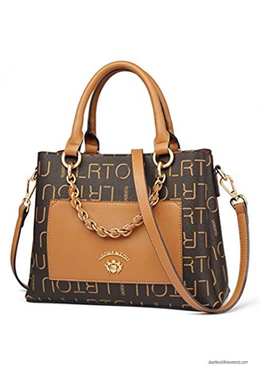 LAORENTOU PVC Women‘s Signature Handbags  Checkered Purses for Women Faux Leather Satchel Shoulder Bags Chain Tote Bags