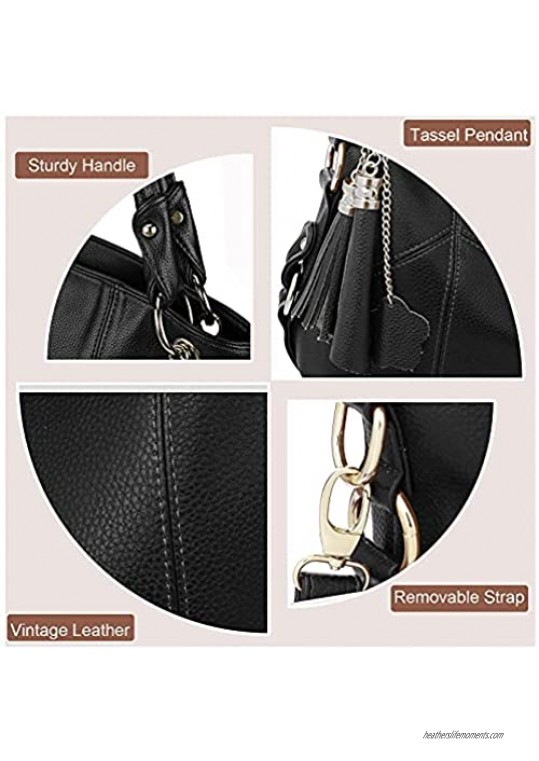 Large Satchel Purses for Women Leather Hobo Bags and Handbags Retro Crossbody Purse with Tassel Shoulder Bags for Travel