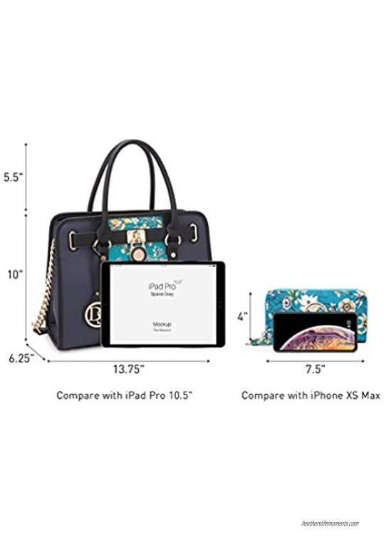 Marco M Kelly Women's Satchel Handbags Top Handle Stylish Purse Vegan Leather Shoulder Bags for Women Wallet Set