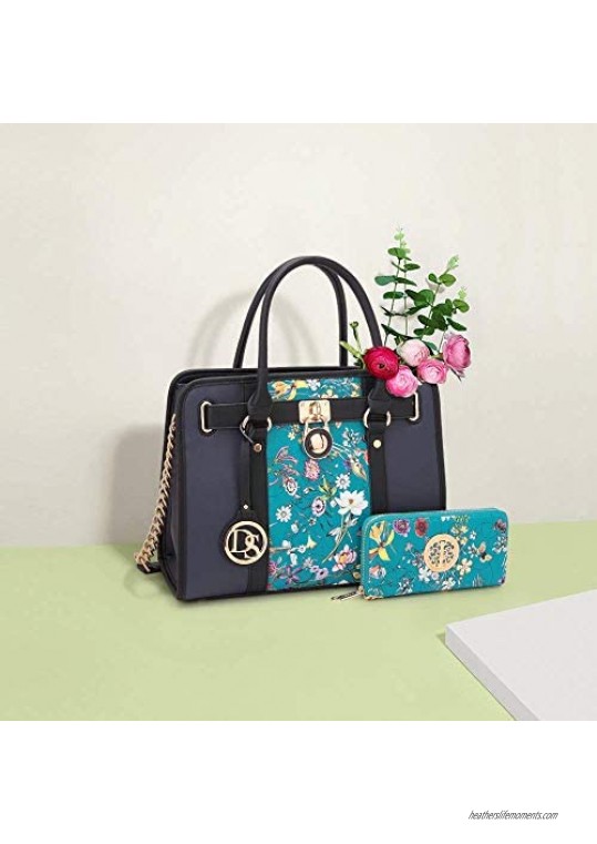 Marco M Kelly Women's Satchel Handbags Top Handle Stylish Purse Vegan Leather Shoulder Bags for Women Wallet Set
