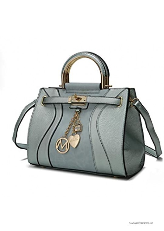 MKF Crossbody Satchel Bags for Women - PU Leather Pocketbook Handbag - Shoulder Strap  Lady Top Handles Purse