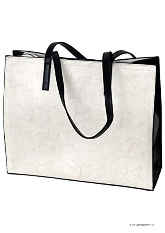 Vintage Genuine Leather Tote Shoulder Bag for Women Satchel Handbag with Top Handles