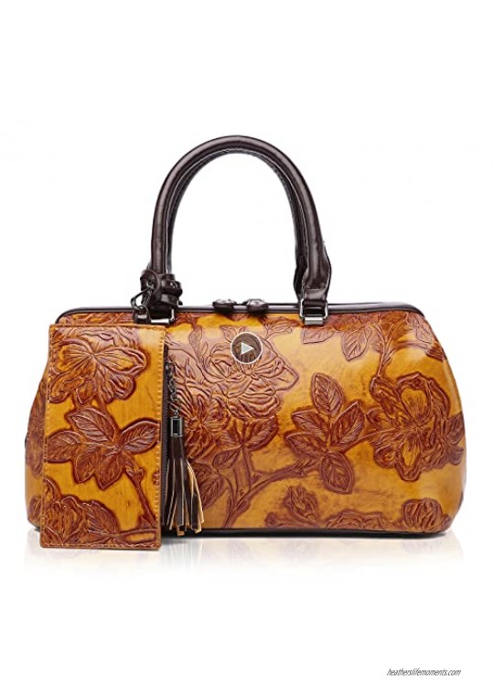 Women Top Handle Bag Embossed Satchel Large Long Handbag Purse for Ladies PU Leather Cross-body Bag 8340