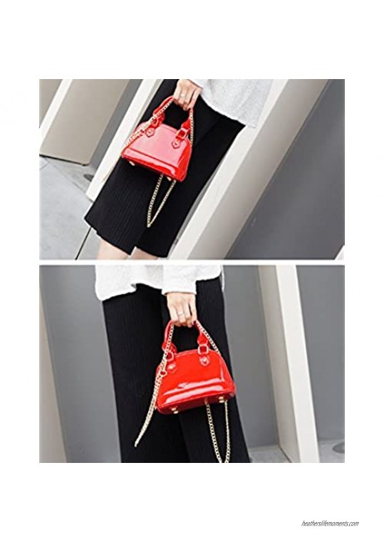 Zip Around Dome Patent Leather Satchel Mini Top Handle Toe Bag Shell Shape Purse Handbags