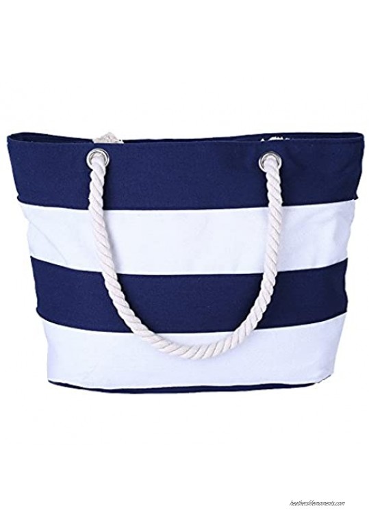 AIYoo Large Beach Bag with Inner Zipper Pocket and Rope Handle Canvas Tote Bag for travel Shopping Beach Waterproof Women Shoulder Bag