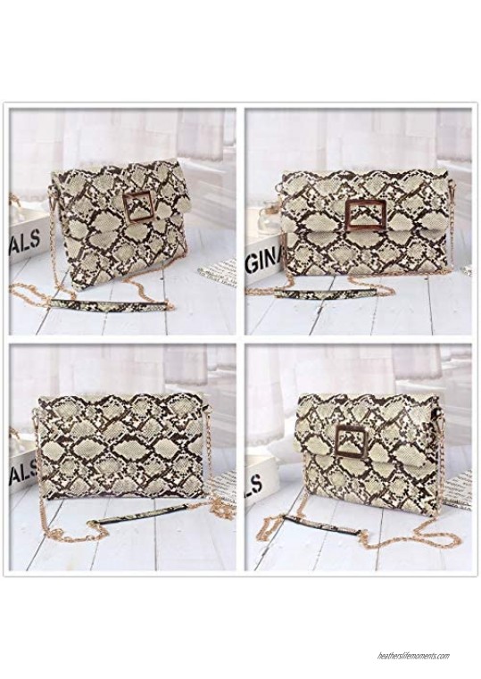 CHIC DIARY Snakeskin Purse for Women Crossbody Clutch Bag Pu Leather Evening Wristlet Handbag with Chain Strap