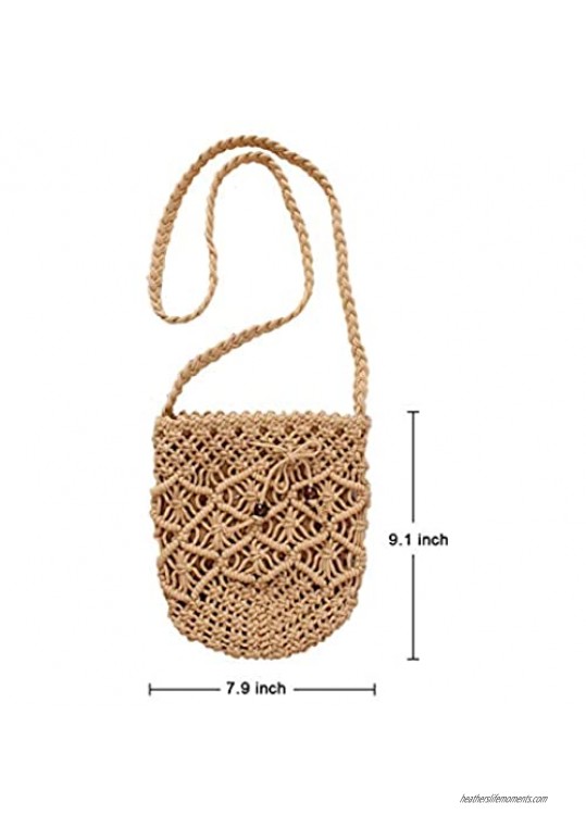 CHIC DIARY Women Cotton Crochet Crossbody Bag Handmade Woven Beach Bohemian Shoulder Purse