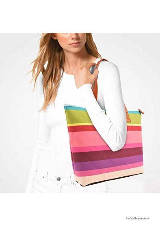 DEMOMENT Canvas Floral Shopping Zip Top Tote Bag GYM Hiking Picnic Travel Beach Pool Shoulder Book Bag