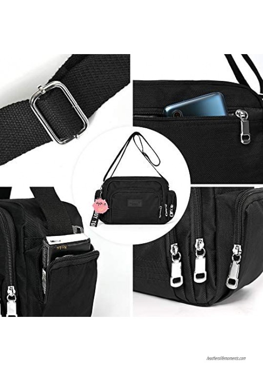 ELDA Crossbody Purses for Women Waterproof Nylon Pocketbooks Multi Pocket Travel Shoulder Bag