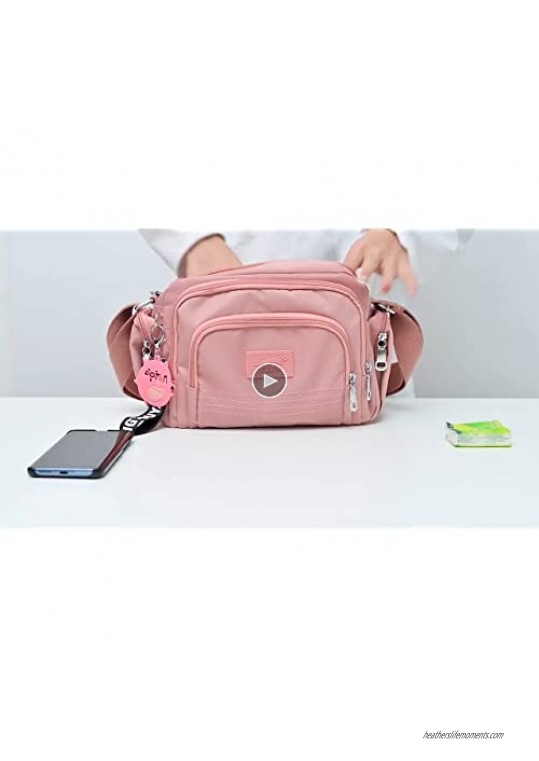 ELDA Crossbody Purses for Women Waterproof Nylon Pocketbooks Multi Pocket Travel Shoulder Bag