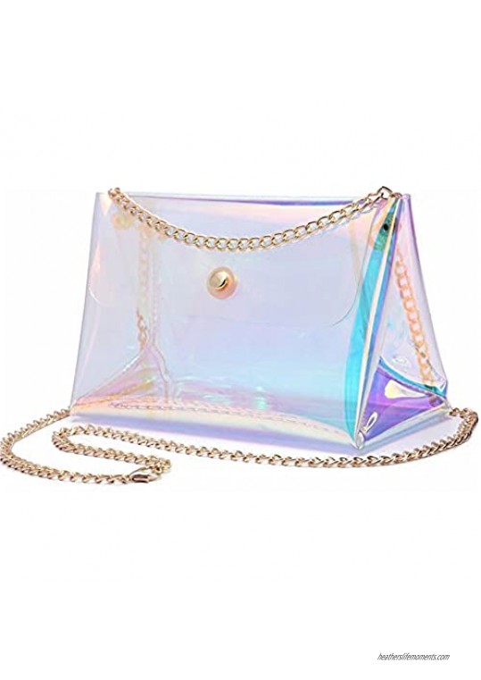 Girls' Holographic Transparent Bag Clear Chain Purse Shoulder Bag