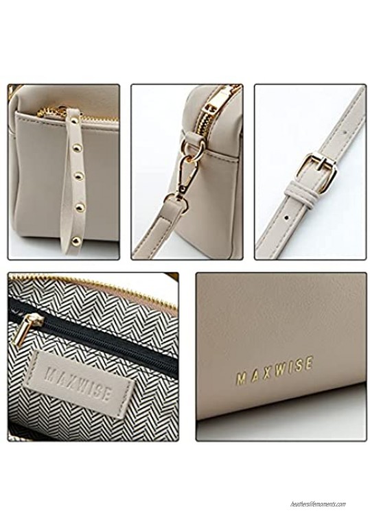 MAXWISE Small PU Leather Crossbody Bag Shoulder Bags Side Purse for Women