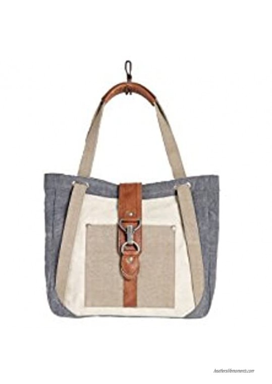 Mona B. Nora Sky Blue Upcycled Canvas Shoulder Bag and Finley Crossbody with Vegan Leather Trim MD-5905