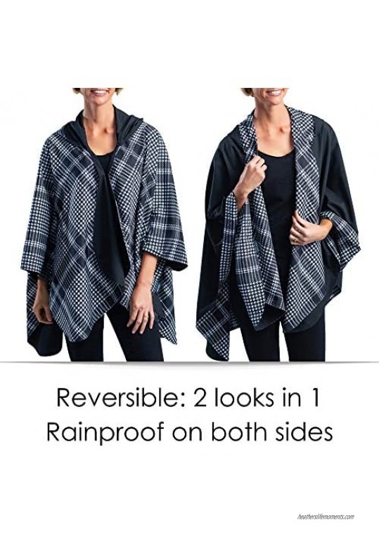 RainCaper Womens Rain Cape Poncho Coat Jacket with Hood Reversible Gorgeous Ultrasoft (Choose your Color)