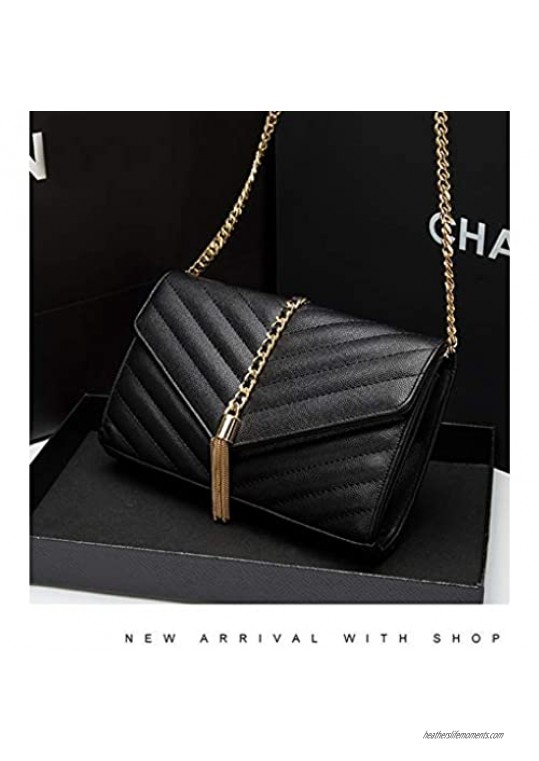 YXBQueen Black Quilted Purse Shoulder Bag Vagan Leather Handbags Clutch Purses for Women