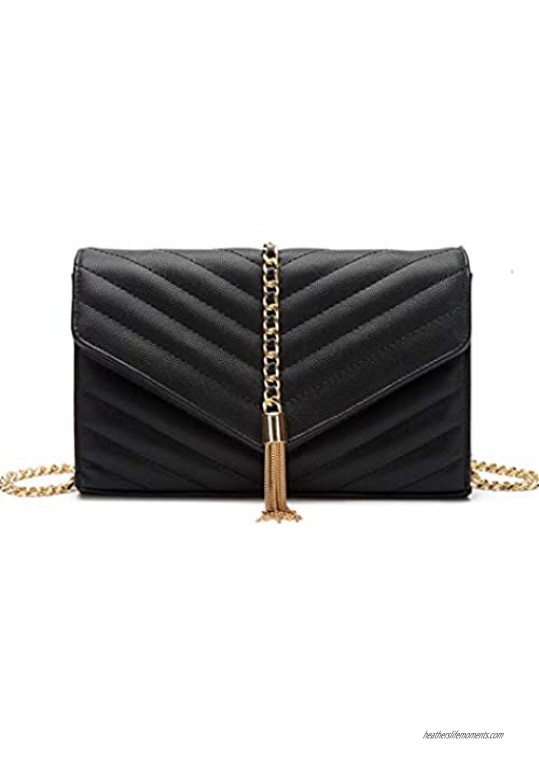 YXBQueen Black Quilted Purse Shoulder Bag Vagan Leather Handbags Clutch Purses for Women