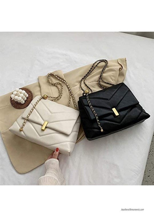 YXBQueen Fashion Purses and Handbags Chain Shoulder Bag for Women Chevron Quilted Crossbody Bag