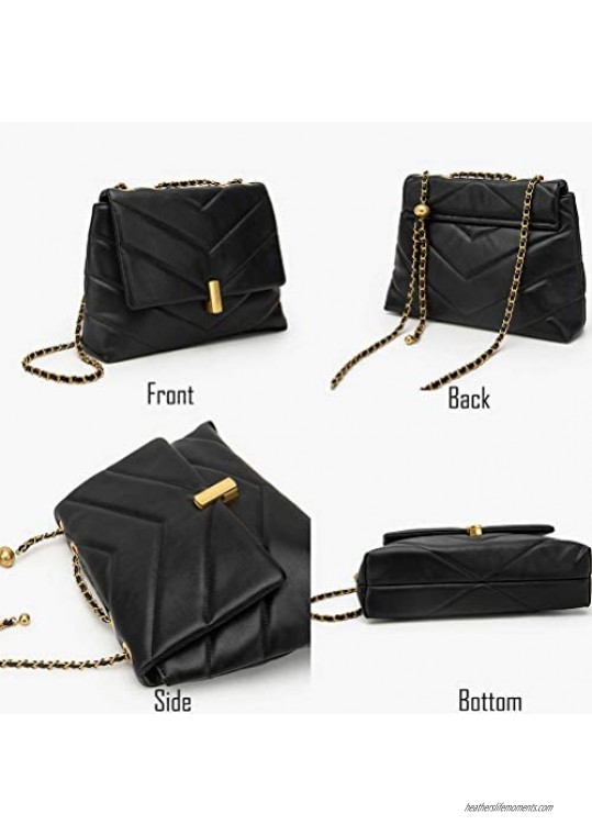 YXBQueen Fashion Purses and Handbags Chain Shoulder Bag for Women Chevron Quilted Crossbody Bag