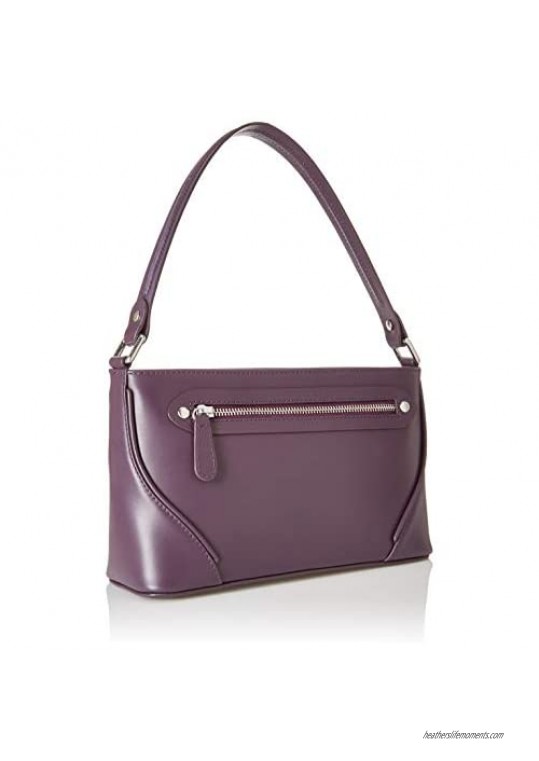 Essere Women's Genuine Leather Handbag with a compact size and stylsih shape - Aubergine