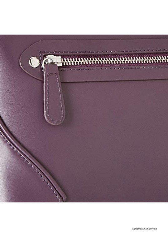 Essere Women's Genuine Leather Handbag with a compact size and stylsih shape - Aubergine