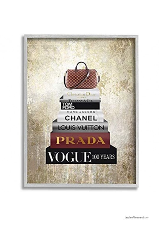 Stupell Industries Designer Bag and Women's Fashion Brand Bookstack Wall Art 11 x 14 Multi-Color