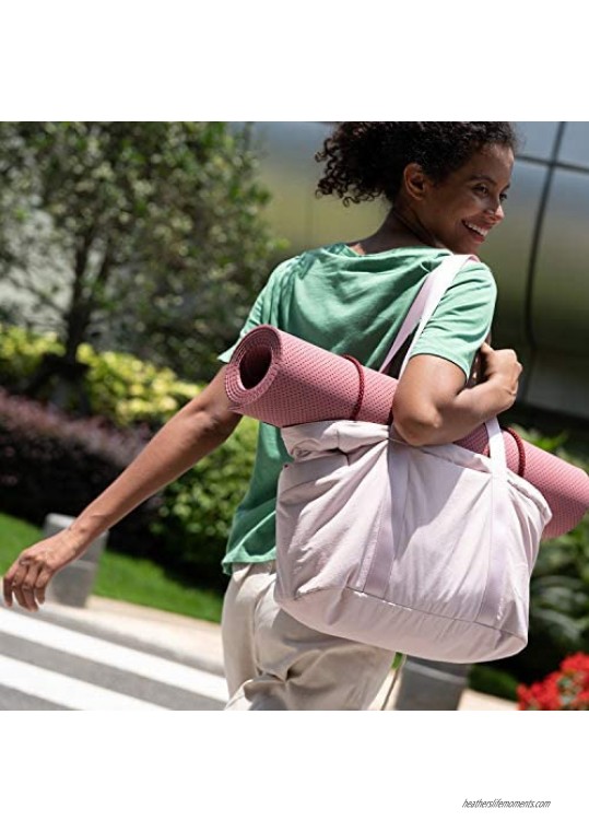 BAGSMART Women Tote Bag Large Shoulder Bag Top Handle Handbag with Yoga Mat Buckle for Gym Work School