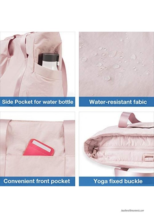 BAGSMART Women Tote Bag Large Shoulder Bag Top Handle Handbag with Yoga Mat Buckle for Gym Work School