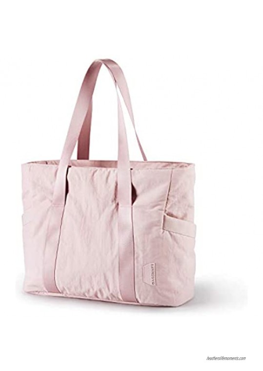 BAGSMART Women Tote Bag Large Shoulder Bag Top Handle Handbag with Yoga Mat Buckle for Gym  Work  School