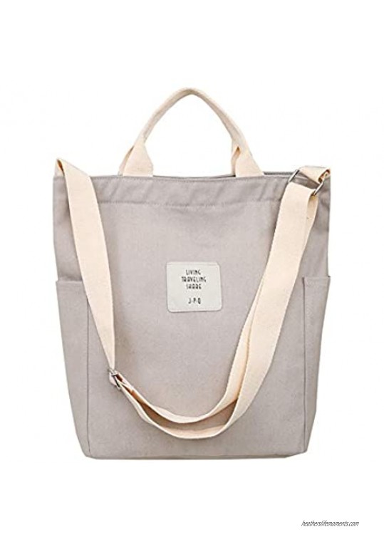Belsmi Shoulder Bag Canvas Totes Bag Cotton Shopping Crossbody Travel Weekend Handbag Work Bag