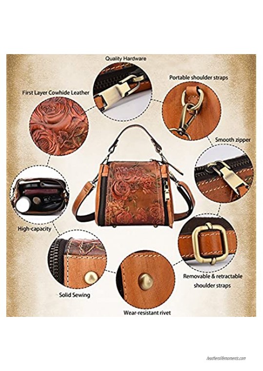Crossbody Bag for Women Genuine Leather Top Handle Tote Purses Vintage Satchels Handbag