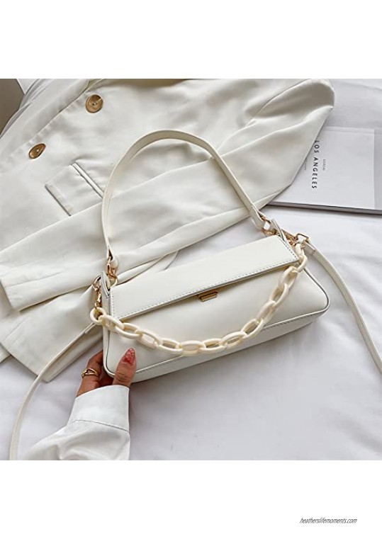CURLBIUTY Women Small Envelope Leather Shoulder Handbags with Chain Decoration Concealed Carry Top-handle Totes