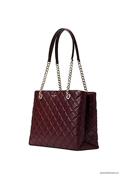 Kate Spade Natalia Smooth Quilted Leather Tote Purse in Cherrywood