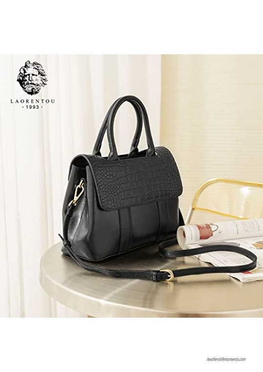 LAORENTOU Cow Leather Purses and Handbags for Women Crossbody Bags with Handle Ladies Satchel Shoulder Bags Mini Tote