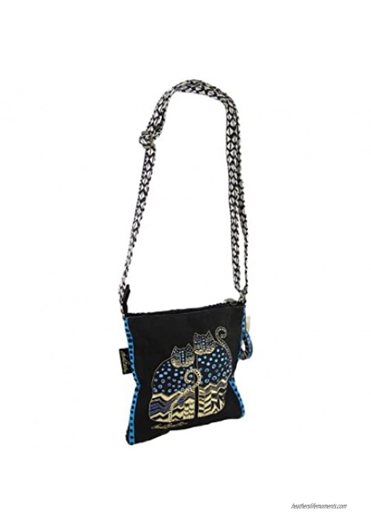 Laurel Burch LB4315 Crossbody Tote with Zipper Top Spotted Cats