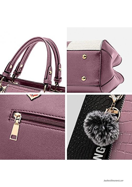 Linno Fashion Crocodile Purses and Handbags for Women Leather Top Handle Satchel Ladies Shoulder Tote Bags with 2 straps
