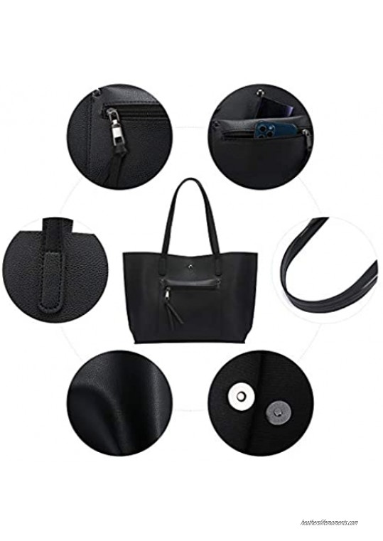 Loiral Tote Bag For Women Large Capacity Shoulder Bag with Front Pocket Pebbled Faux Leather Handbag