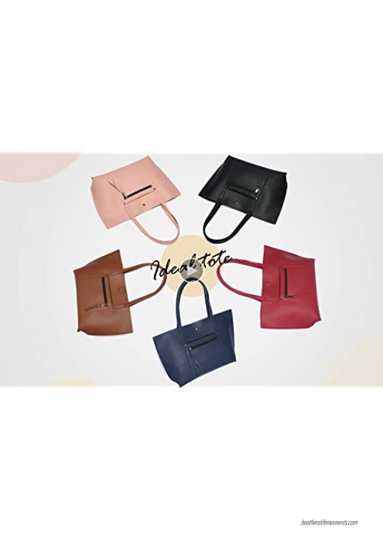 Loiral Tote Bag For Women Large Capacity Shoulder Bag with Front Pocket Pebbled Faux Leather Handbag