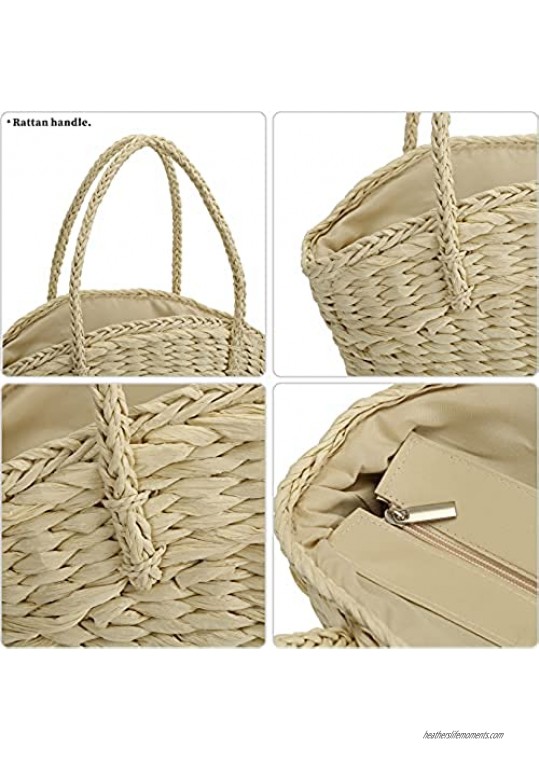 So'each Women's Handbag Wicker Woven Rattan Straw Tote Bag Basket Shoulder Bag