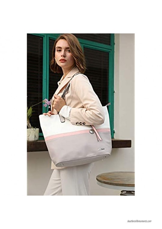 Soft Faux Leather Tote for Women with Large Zipper Compartment