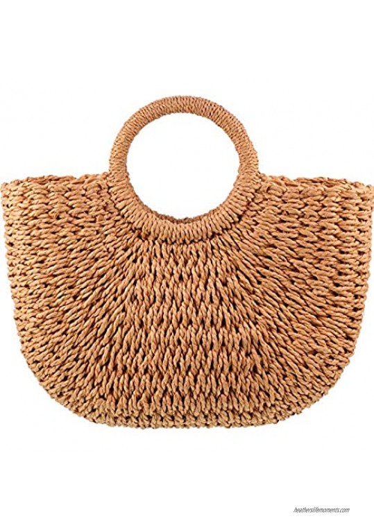 Straw Tote Bag Summer Beach Bag Handmade Straw Woven Handbag for Women Travel