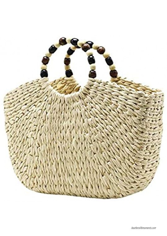 Straw Tote Bag Women Hand Woven Chic Rattan Handbags Hobo Beach Bag