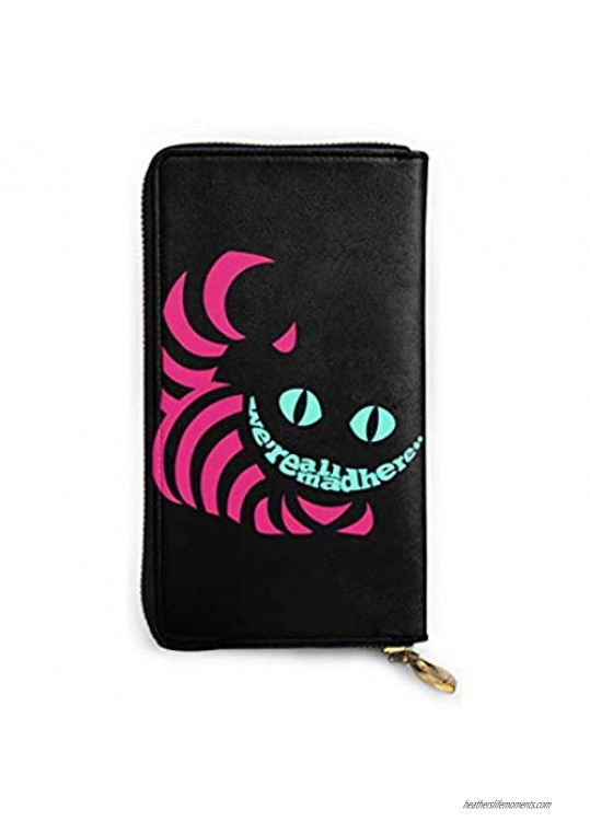 Alice in Wonderland Cheshire Cat Leather Zipper Wallet Clutch Can Accommodate Credit Cards Cash Documents Etc.