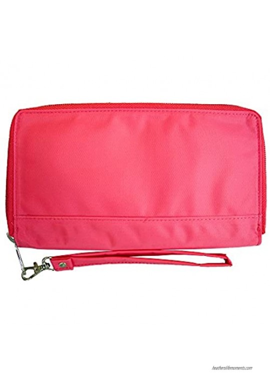 Big Skinny Women's Panther Clutch Slim Wallet Holds Up to 40 Cards Coral
