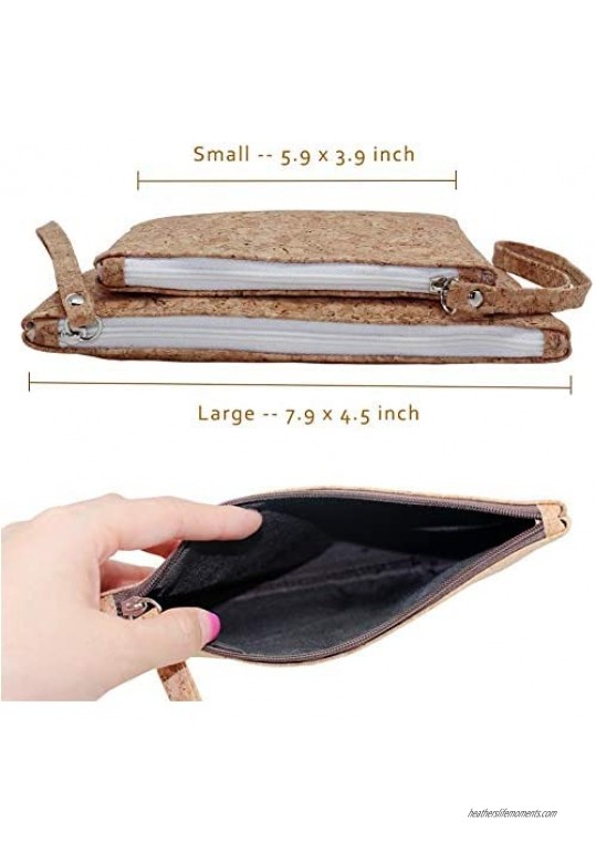 Boshiho Natural Cork Clutch Wristlet Wallet Cell Phone Card Holder Coin Purse Bag (2 Size)