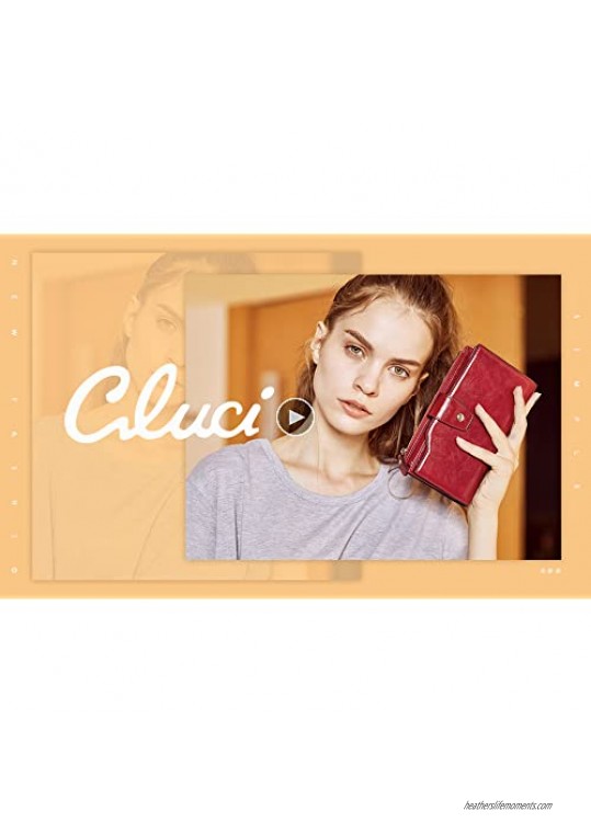 CLUCI Oil Wax Leather Wallets for Women Large Clutch Ladies Long Card Holders Organizer